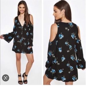 Pacsun Kendall and Kylie Black and Blue Floral Beach Cover-Up Dress